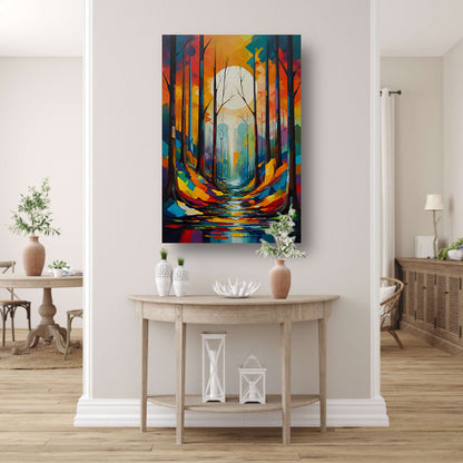 Betoverend Bos in Moderne Kleurenpracht canvas