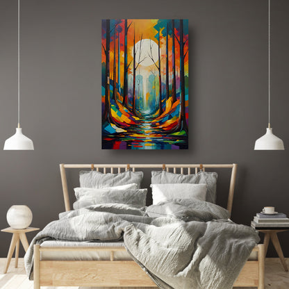 Betoverend Bos in Moderne Kleurenpracht canvas