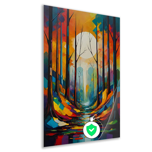 Betoverend Bos in Moderne Kleurenpracht poster