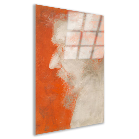 Abstract portret in oranje en wit acrylglas