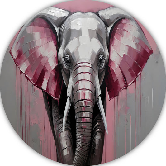 De Roze Accenten van een Majestueuze Olifant aluminium muurcirkel
