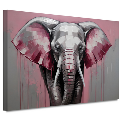 De Roze Accenten van een Majestueuze Olifant canvas