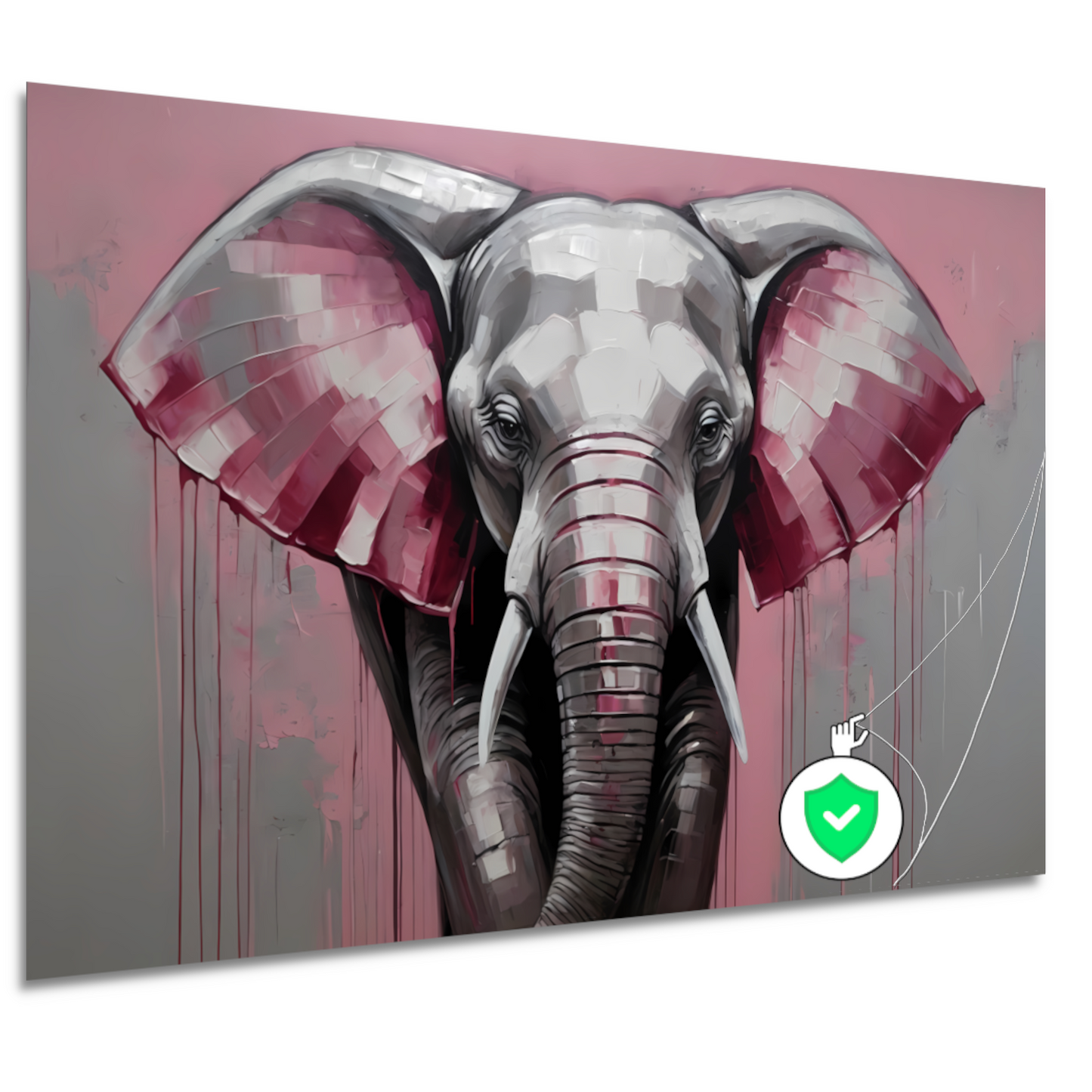 De Roze Accenten van een Majestueuze Olifant poster