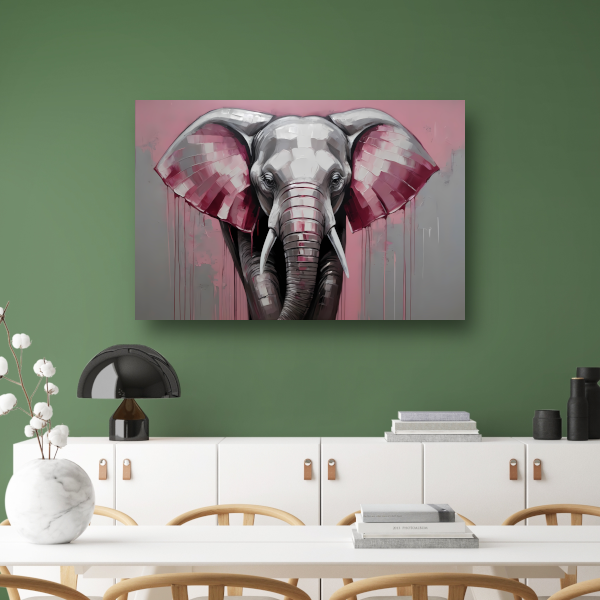 De Roze Accenten van een Majestueuze Olifant canvas