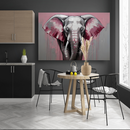 De Roze Accenten van een Majestueuze Olifant canvas