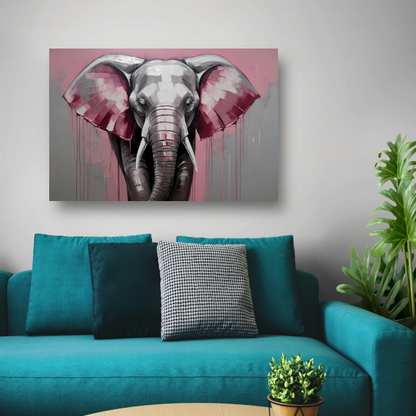 De Roze Accenten van een Majestueuze Olifant canvas