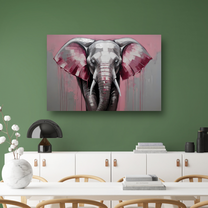 De Roze Accenten van een Majestueuze Olifant poster