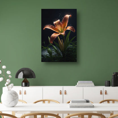 Levendige lelie met waterdruppels close-up canvas