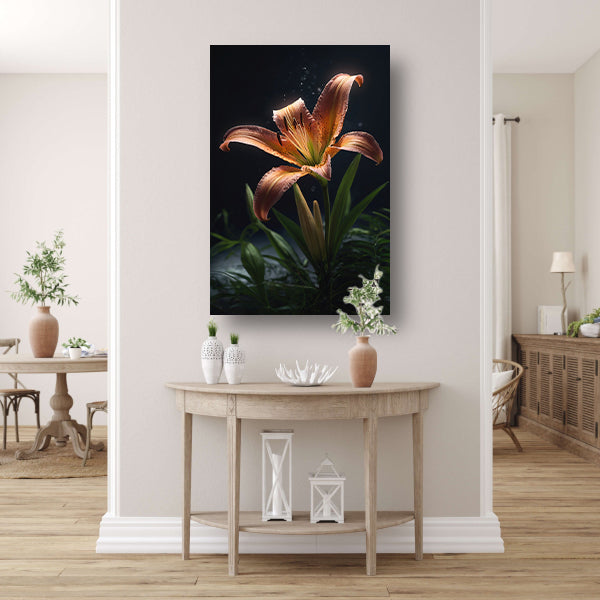Levendige lelie met waterdruppels close-up canvas