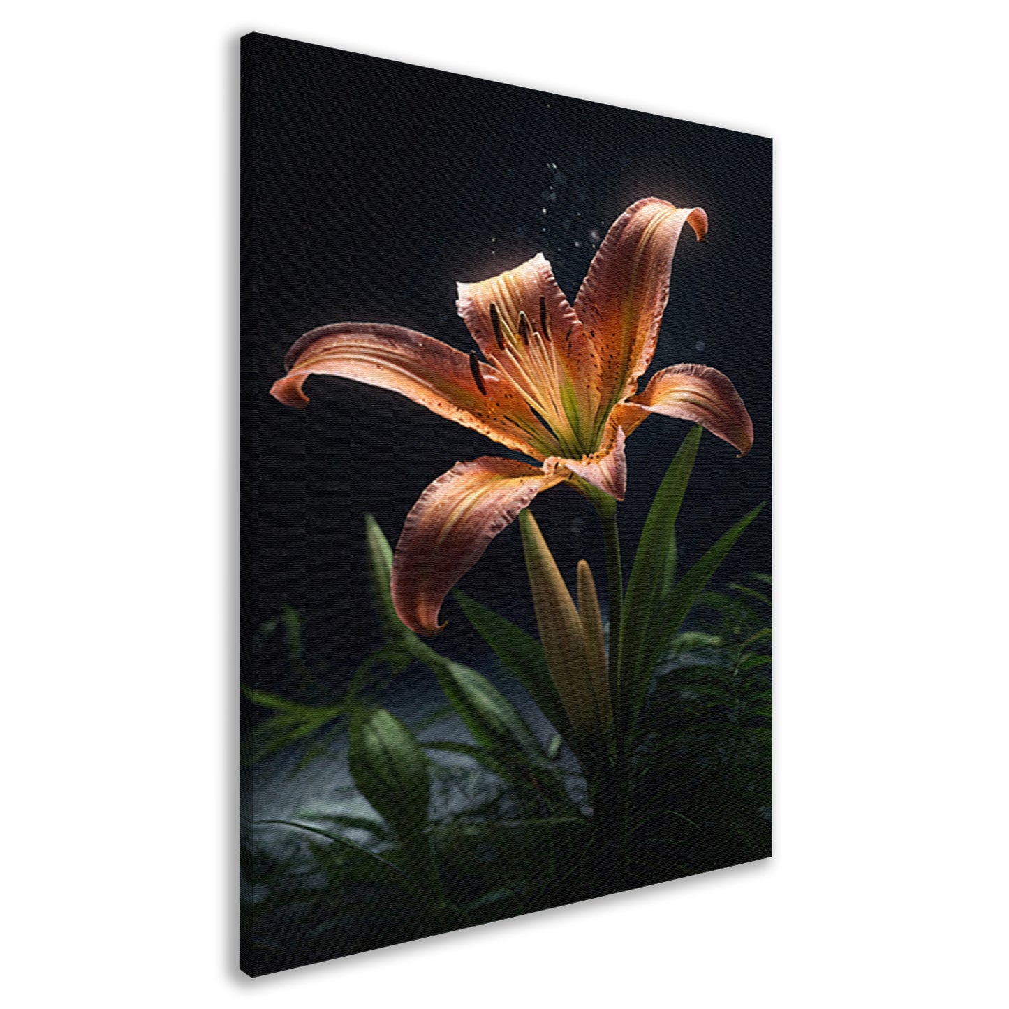 Levendige lelie met waterdruppels close-up canvas
