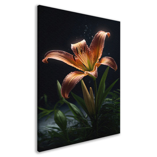 Levendige lelie met waterdruppels close-up canvas