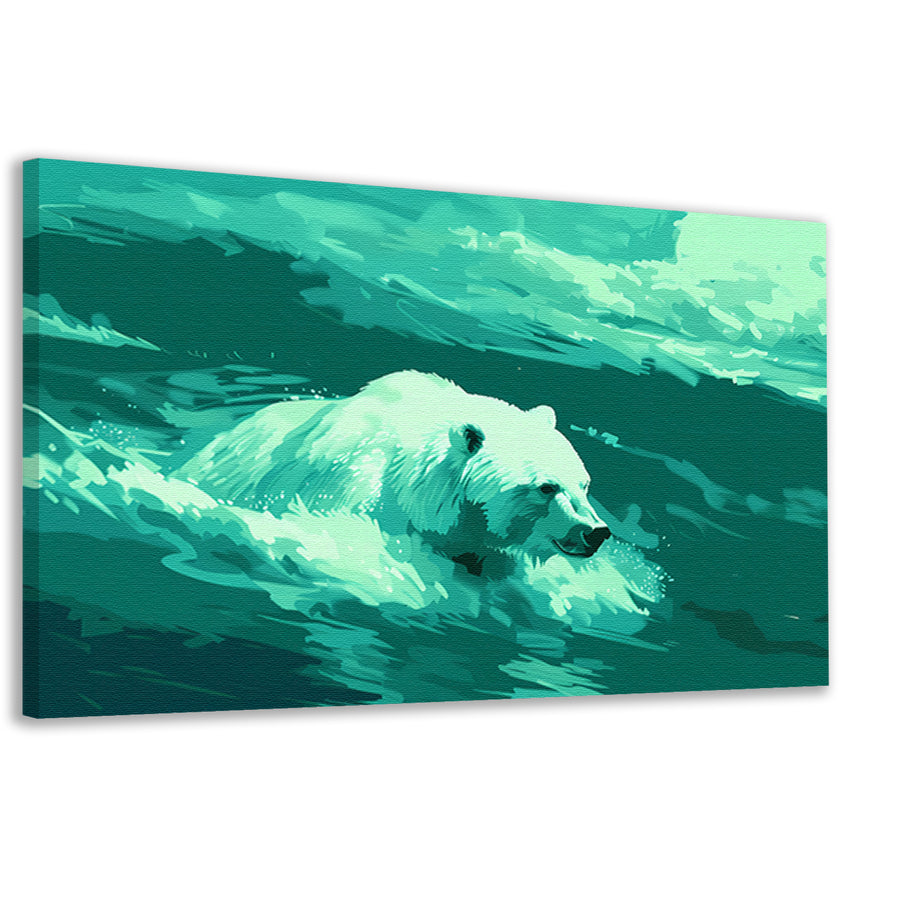 Digitale kunst van beer in water canvas