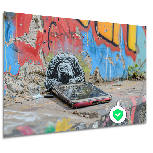 Verlaten Smartphone tegen Kleurrijke Graffiti poster