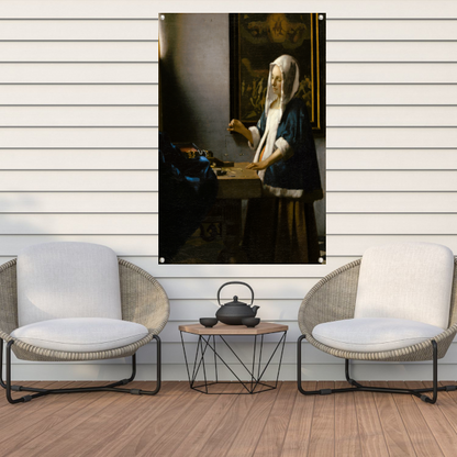 Vrouw met een weegschaal - Johannes Vermeer tuinposter