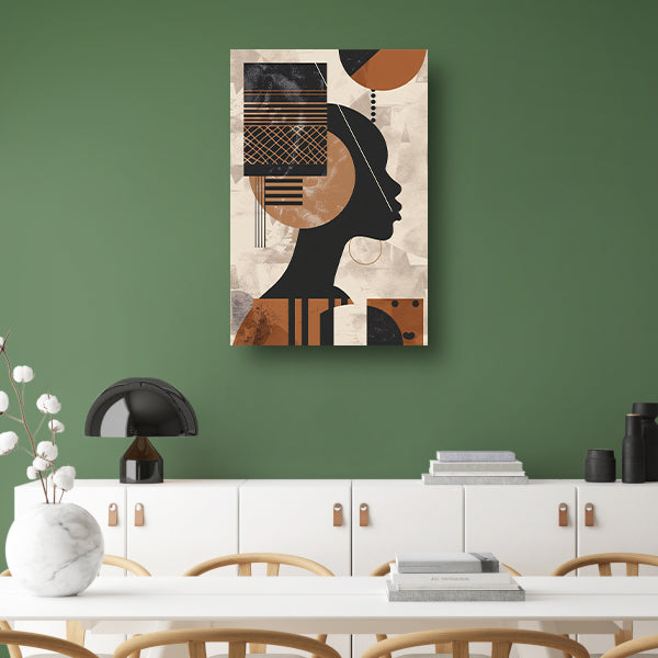 Geometrisch Silhouet in Aardetinten met Goud canvas