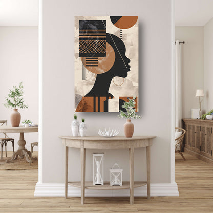 Geometrisch Silhouet in Aardetinten met Goud canvas