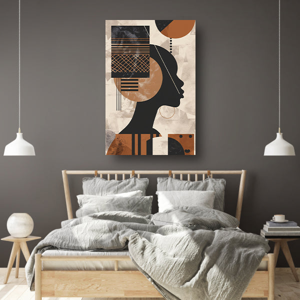 Geometrisch Silhouet in Aardetinten met Goud canvas