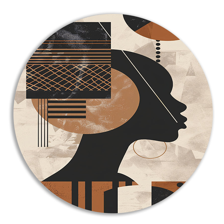 Geometrisch Silhouet in Aardetinten met Goud forex muurcirkel