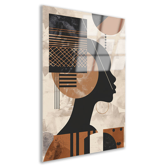 Geometrisch Silhouet in Aardetinten met Goud acrylglas
