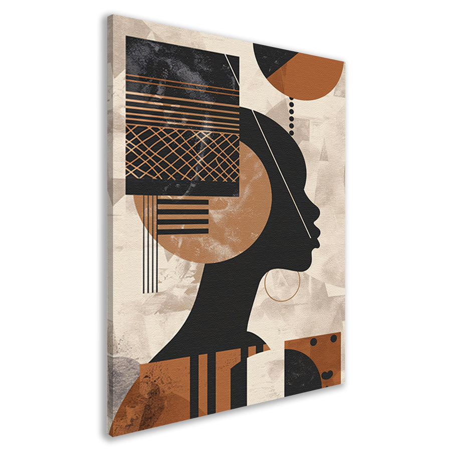 Geometrisch Silhouet in Aardetinten met Goud canvas