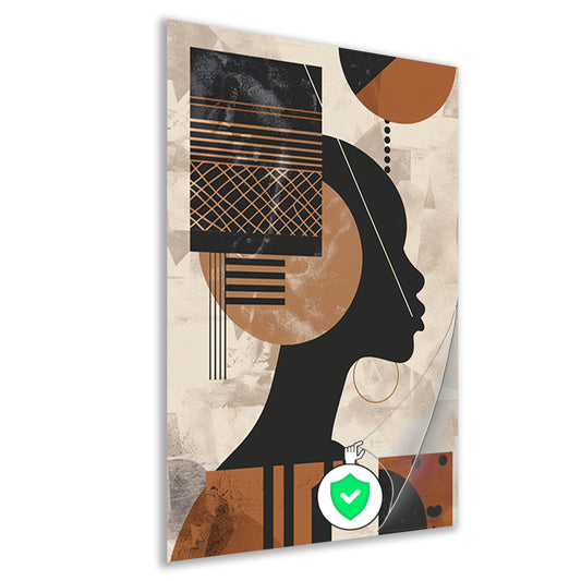 Geometrisch Silhouet in Aardetinten met Goud poster