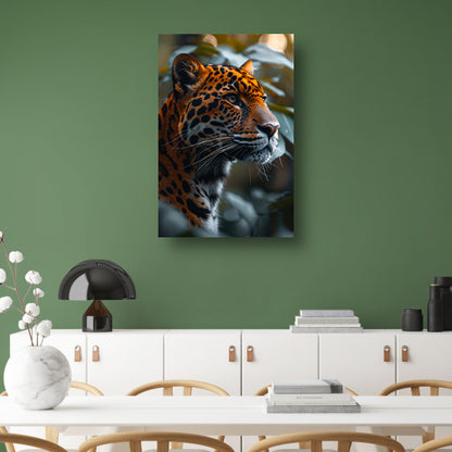 Majestueuze luipaard in natuurlijke habitat gevangen poster