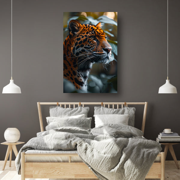 Majestueuze luipaard in natuurlijke habitat gevangen poster