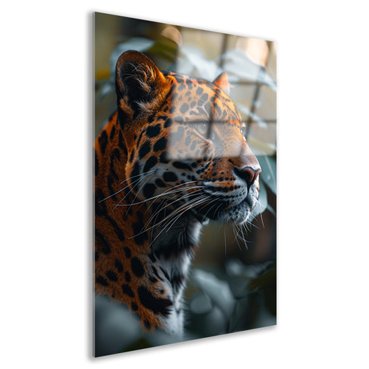 Majestueuze luipaard in natuurlijke habitat gevangen acrylglas