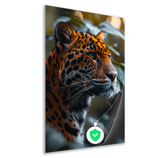 Majestueuze luipaard in natuurlijke habitat gevangen poster
