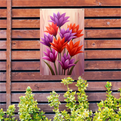 Vrolijk schilderij van kleurrijke bloemen tuinposter