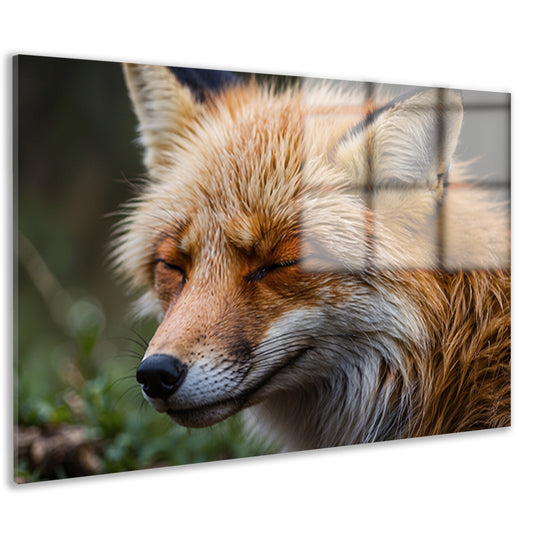 Slapende vos in de natuur vastgelegd acrylglas