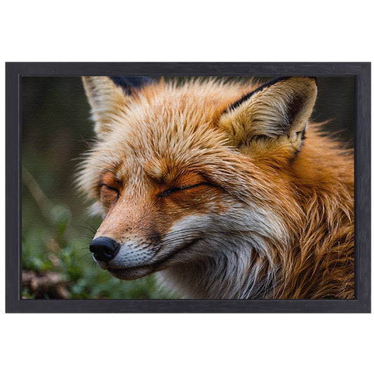 Slapende vos in de natuur vastgelegd canvas met baklijst