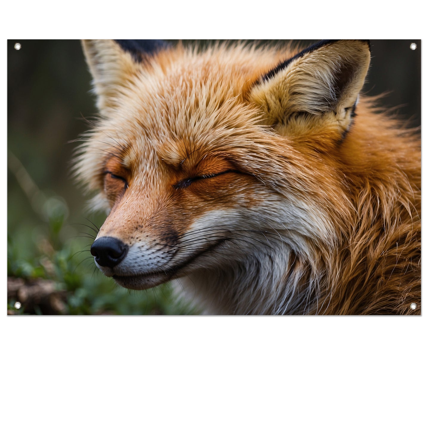 Slapende vos in de natuur vastgelegd tuinposter