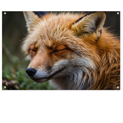 Slapende vos in de natuur vastgelegd tuinposter