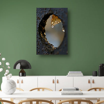 Monochrome Druppel aan Herfstblad canvas