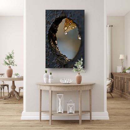 Monochrome Druppel aan Herfstblad canvas