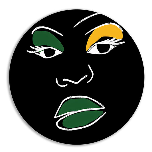 Abstract minimalistisch portret van Afrikaans gezicht forex muurcirkel