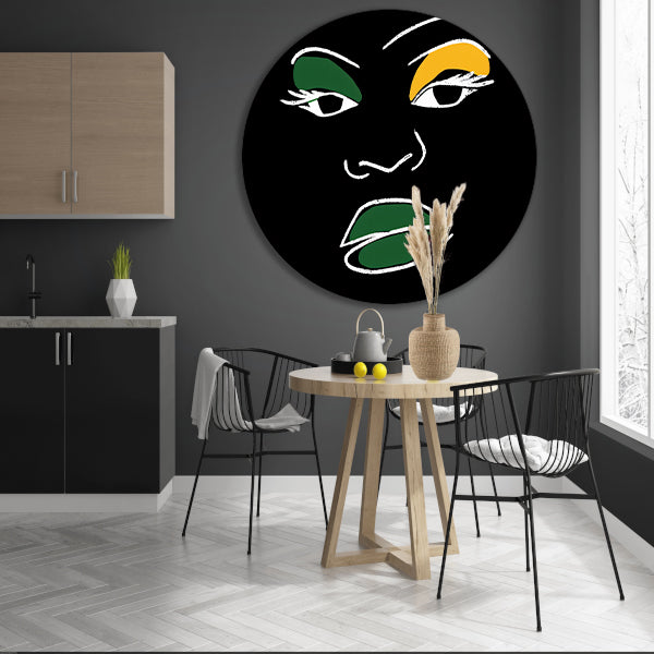 Abstract minimalistisch portret van Afrikaans gezicht forex muurcirkel