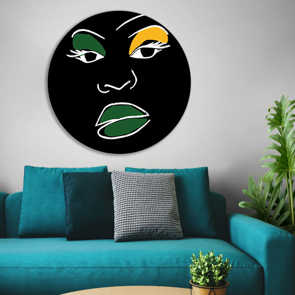 Abstract minimalistisch portret van Afrikaans gezicht forex muurcirkel