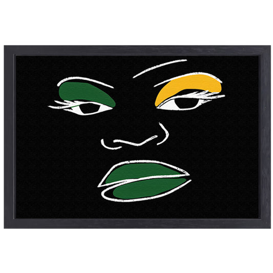 Abstract minimalistisch portret van Afrikaans gezicht canvas met baklijst