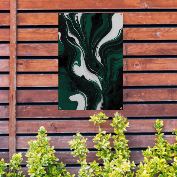 Abstracte Dans van Donkergroen en Wit tuinposter
