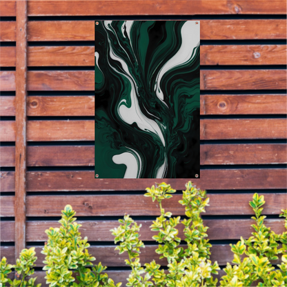 Abstracte Dans van Donkergroen en Wit tuinposter