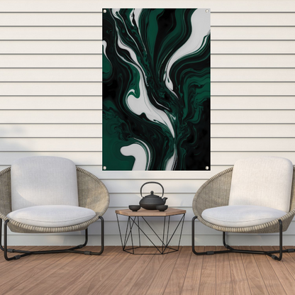 Abstracte Dans van Donkergroen en Wit tuinposter