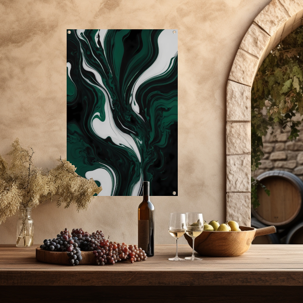 Abstracte Dans van Donkergroen en Wit tuinposter