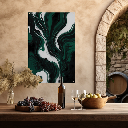 Abstracte Dans van Donkergroen en Wit tuinposter