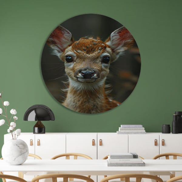 Close-up portret van een jong hertje in het wild forex muurcirkel