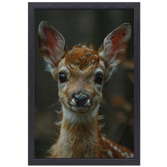 Close-up portret van een jong hertje in het wild canvas met baklijst