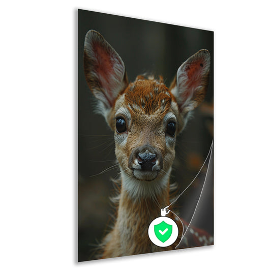 Close-up portret van een jong hertje in het wild poster