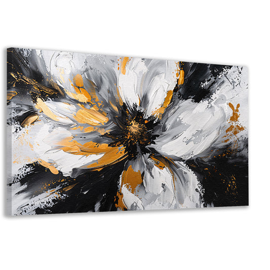 Abstract chrysant schilderij met gouden accenten canvas