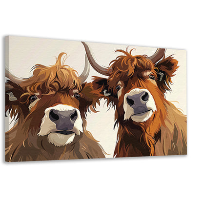 Twee Schotse Hooglanders van dichtbij canvas